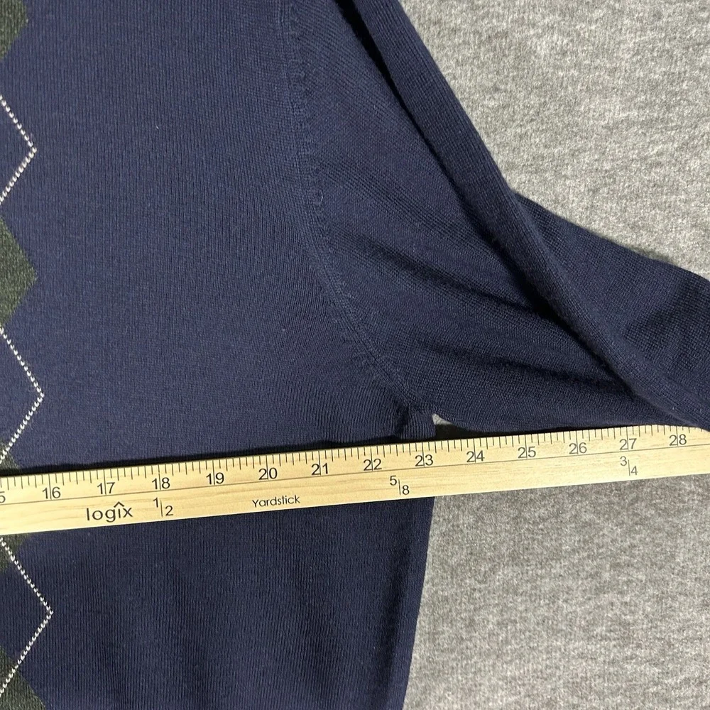 Jos. A. Bank Blue Green‎ Brown Argyle 100% Merino Wool V-Neck Sweater Size L